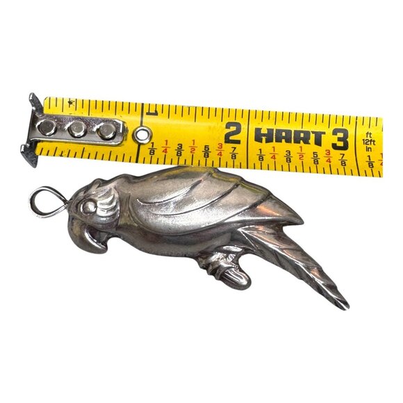Vintage Sterling Silver 925 Parrot Pendant Puffy Brooch Pin NF Signed Bird 3" - Picture 4 of 5